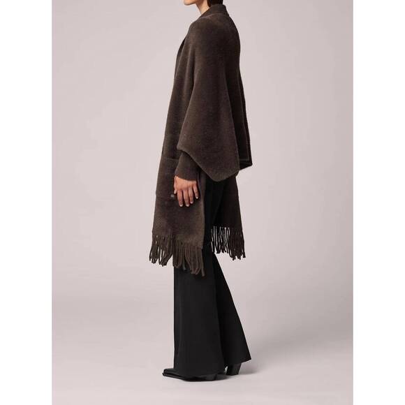 NEW SOIA&KYO danela knit scarfigan with fringe in mushroom - Picture 3 of 4